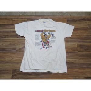 Funny Hawaiian Body Builder Beige T-shirt Sz L 1980s